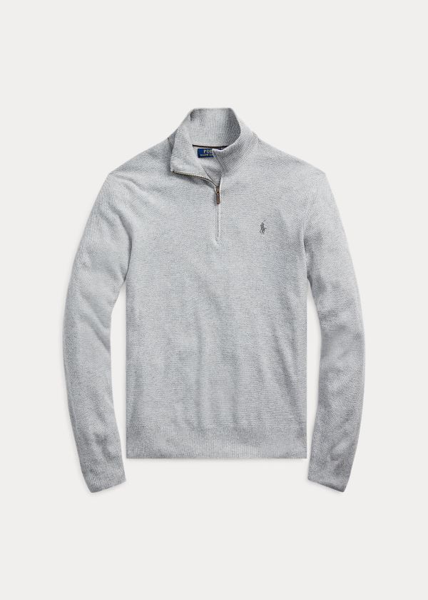 Polo Ralph Lauren Silk Quarter-Zip Striktrøje Herre Danmark (EOYMA8306)